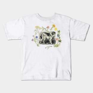 Bernardine Dog & Alpine Flowers Kids T-Shirt